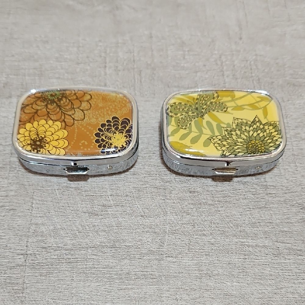 Floral Tin Pill Box Set